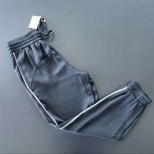 Zara Satin Effect Joggers black with white side stripes